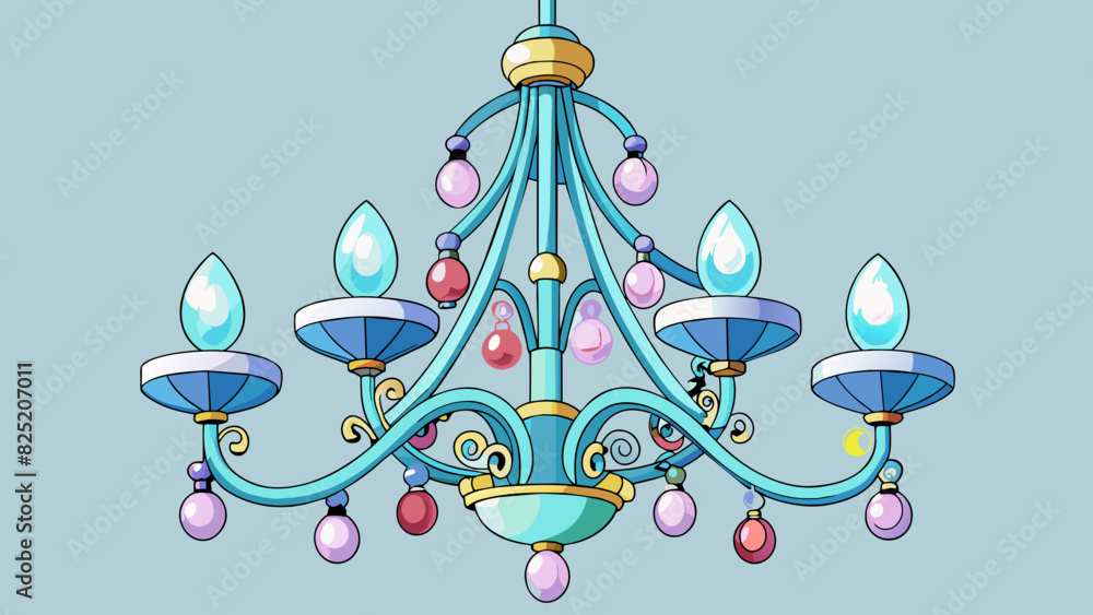 Poster Fragile and Transparent The delicate glass ornaments hung from the ceiling shining like jewels in the soft light that passed through them.. Cartoon Vector.
