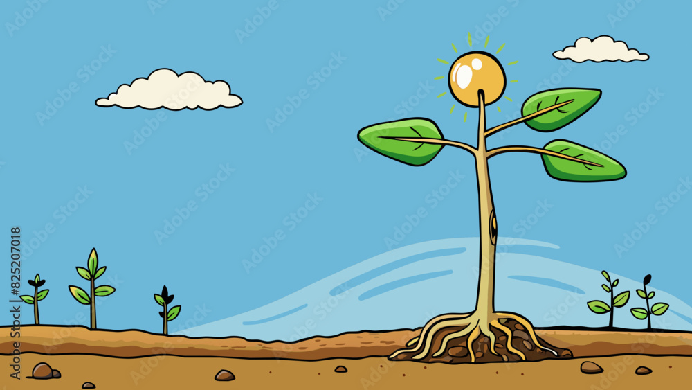 Aufkleber From small to large Think of a tiny seed growing into a towering tree its thin delicate stem expanding and thickening as it reaches towards the sky. Cartoon Vector.