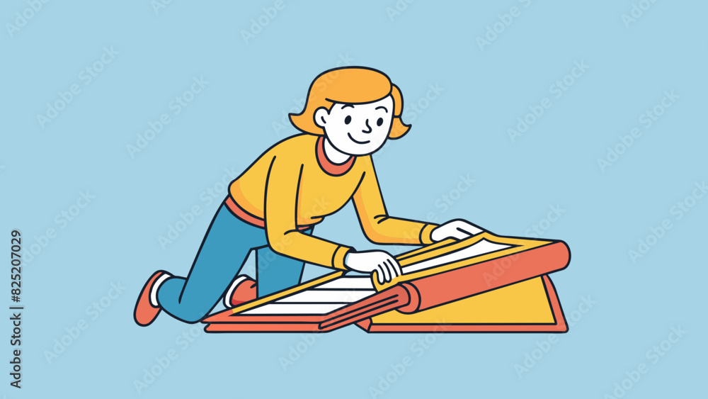 Poster Folding The act of bending a flexible object in half or into multiple layers. The object could be a piece of paper fabric or even a piece of pizza. It. Cartoon Vector.