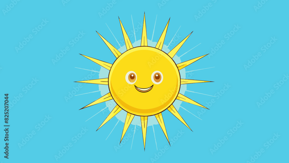 Poster Hanging in the sky the bright yellow sun radiated warmth and light casting long shadows and creating a sense of calm and comfort.. Cartoon Vector.