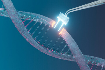 3D Render of Close-Up DNA Manipulation