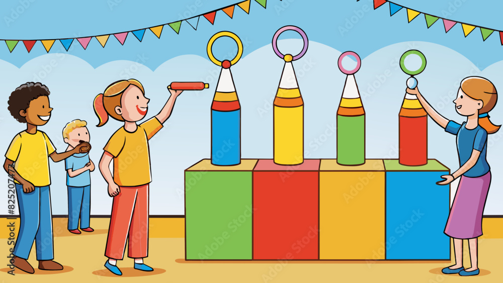 Poster including a game in a carnival squeals of delight can be heard as children line up to take turns tos