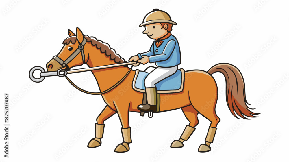 Poster in horseback riding a bit is a metal mouthpiece that is attached to the bridle and used to control t
