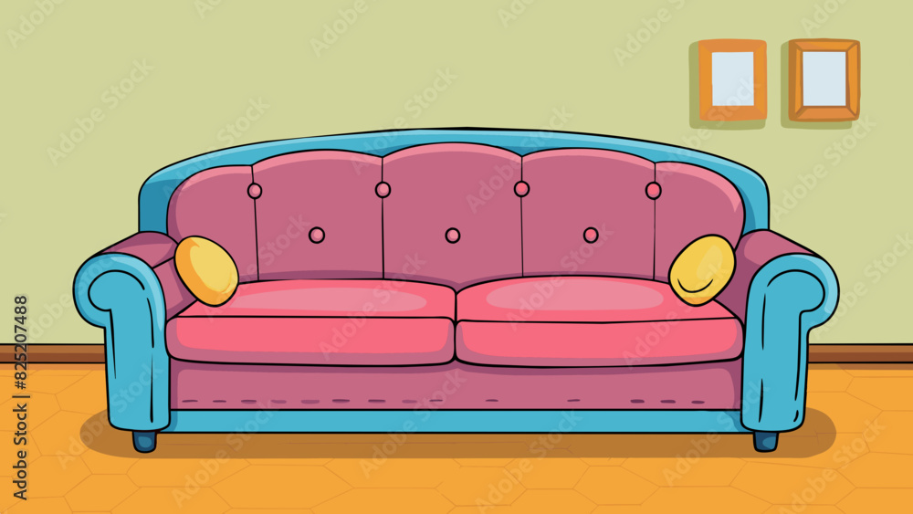 Poster In many living rooms a plush object can usually be found taking up a significant amount of space. Its cushioned surface is perfect for lounging and it. Cartoon Vector.
