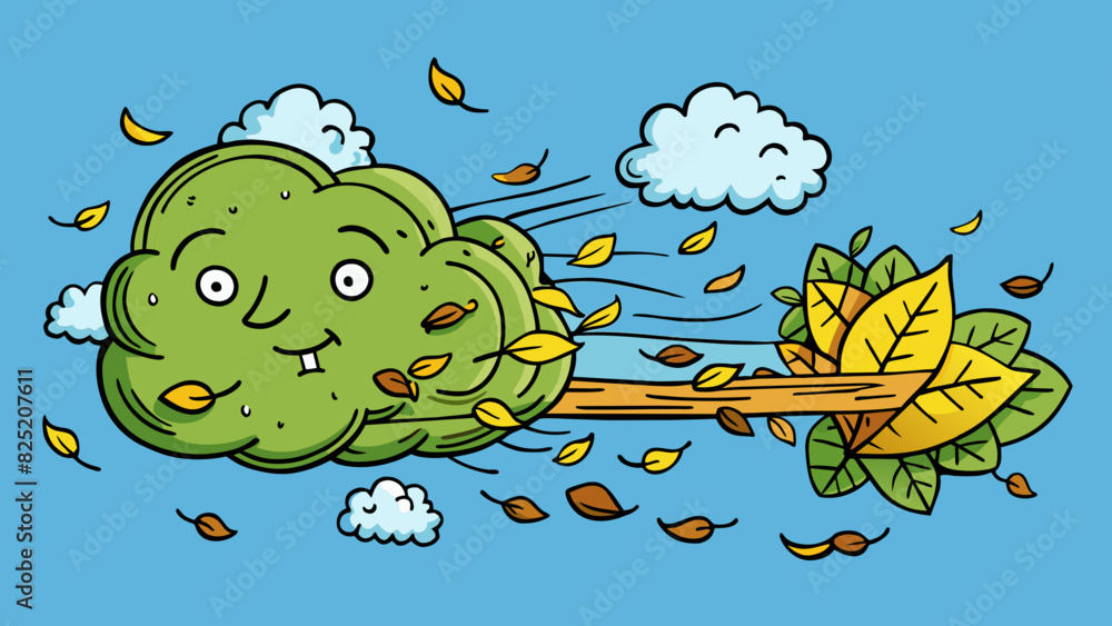 Poster in strong winds air becomes a powerful force pushing against our skin and causing leaves and branche