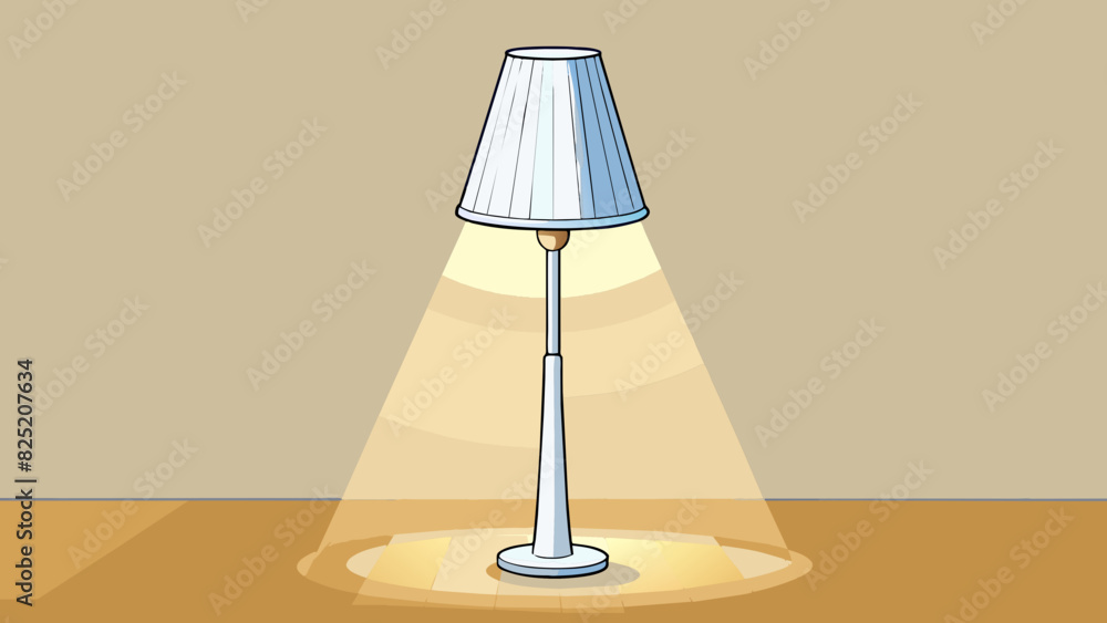 Poster In the center of the room stood a tall sleek lamp with a curved white shade emitting a warm and inviting glow.. Cartoon Vector.
