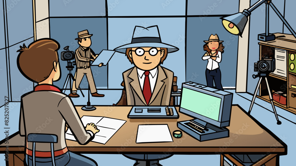 Poster in the large production studio the directors signature fedora sat on the table as she meticulously r