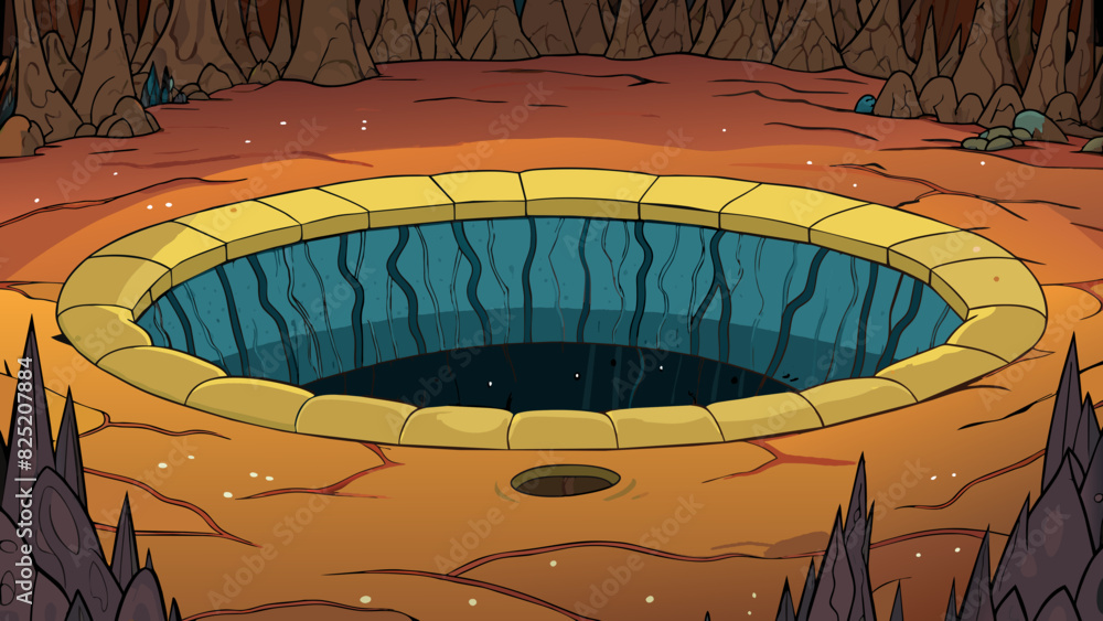 Aufkleber It is a bottomless pit a neverending abyss that swallows everything in its wake. Its darkness is allconsuming unyielding to any glimmer of light.. Cartoon Vector.