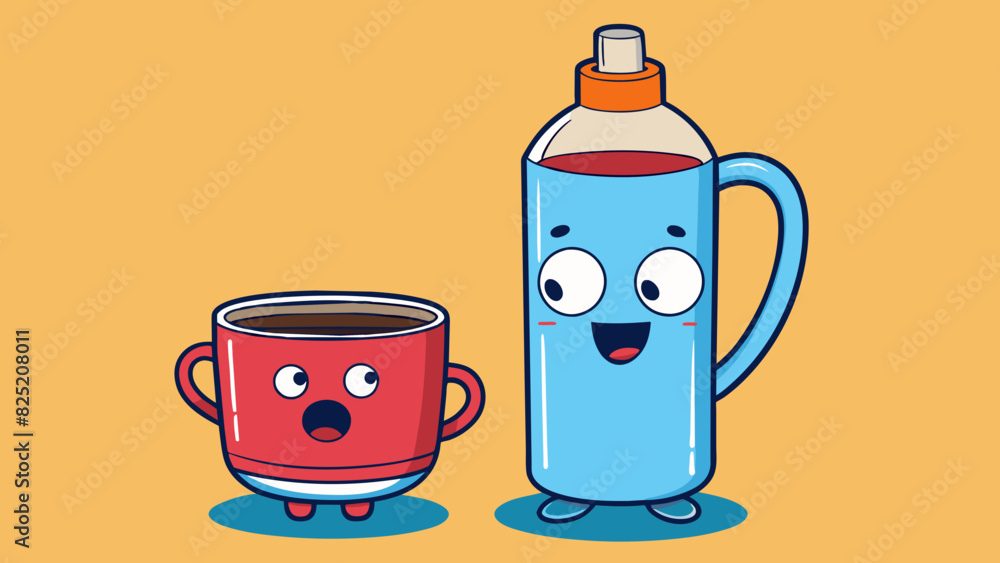Poster looking at a coffee mug and a water bottle its easy to compare their shapes with one having a wide r