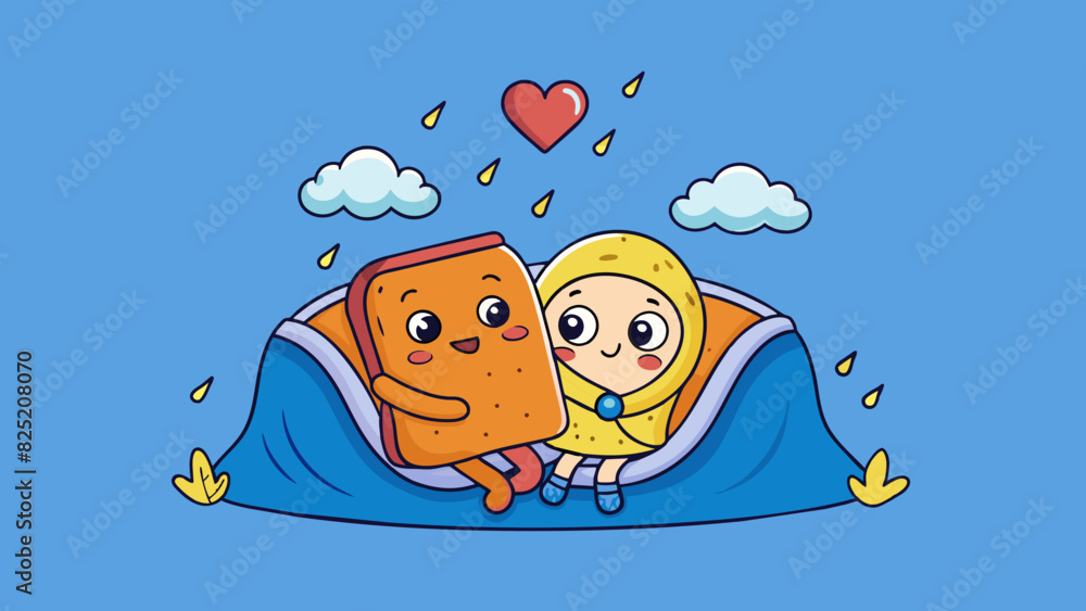 Poster Love is like a warm blanket providing comfort and security and a safe haven to retreat to during lifes storms.. Cartoon Vector.