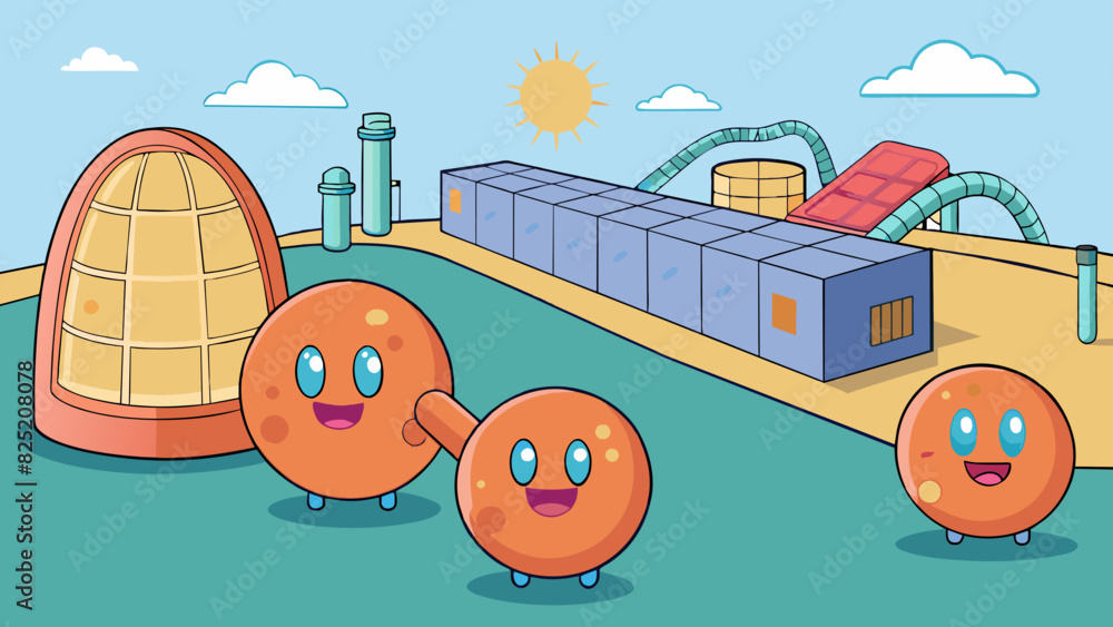 Aufkleber Mitochondria Tiny powerhouses that produce energy for the cell resembling a factory with its own power source.. Cartoon Vector.