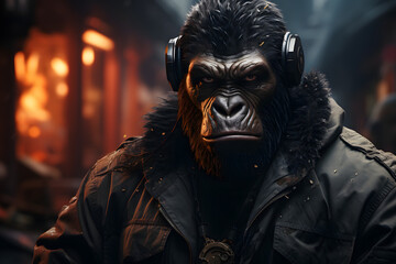 Gorilla with street gangster style