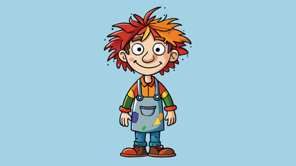 Member D is a talented artist with messy hair and smudges of paint on their clothes. They have a creative spirit and are always coming up with unique. Cartoon Vector.