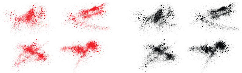 Fototapeta premium Brushstroke set of black and red color crime blood vector. Hand painted vector brush stroke