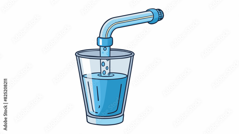 Aufkleber obtaining a glass of water from the faucet the glass is made of clear glass and has a cylindrical sh