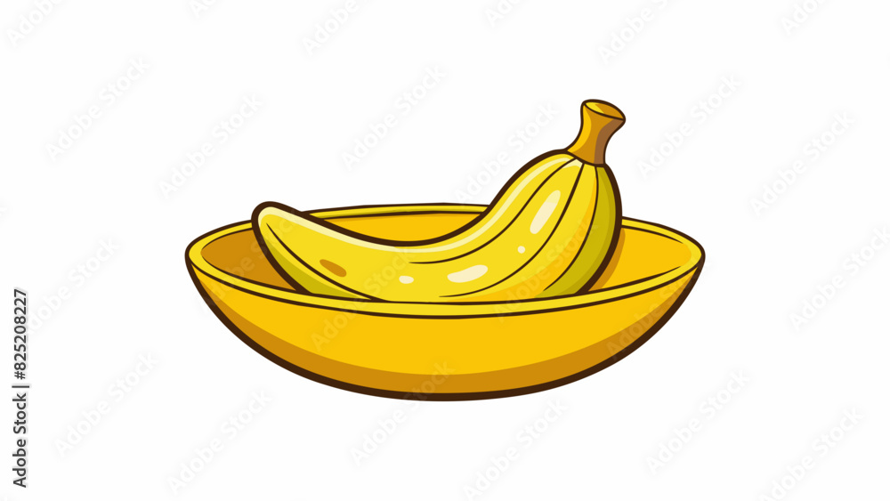 Poster Obtaining a banana from a fruit bowl The banana is yellow with a slight curve and has a smooth slightly bumpy texture on the peel. It is firm to the. Cartoon Vector.