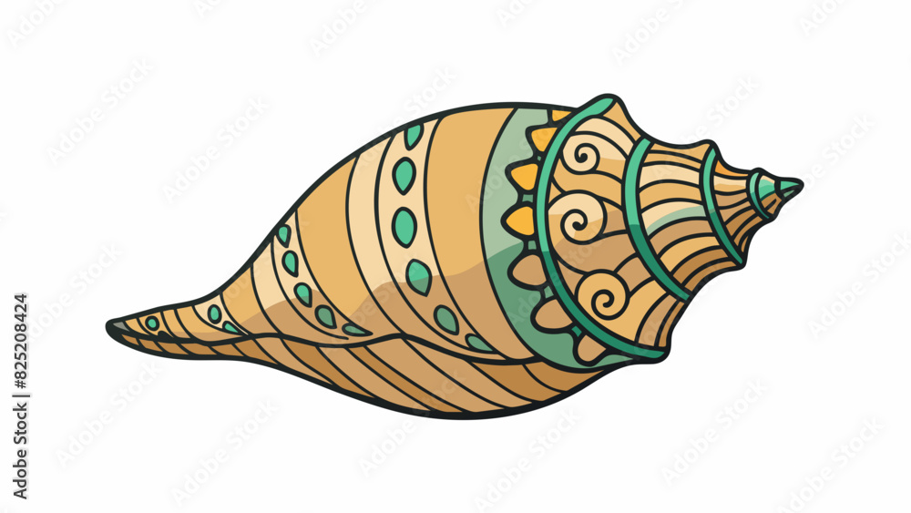 Poster Petite seashell This seashell measures only a couple of centimeters with intricate patterns etched onto its smooth surface. Despite its small size it. Cartoon Vector.