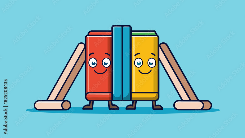 Poster Picture us as a pair of bookends each one strong and sy providing support and stability for the other. Our differences complement each other creating. Cartoon Vector.
