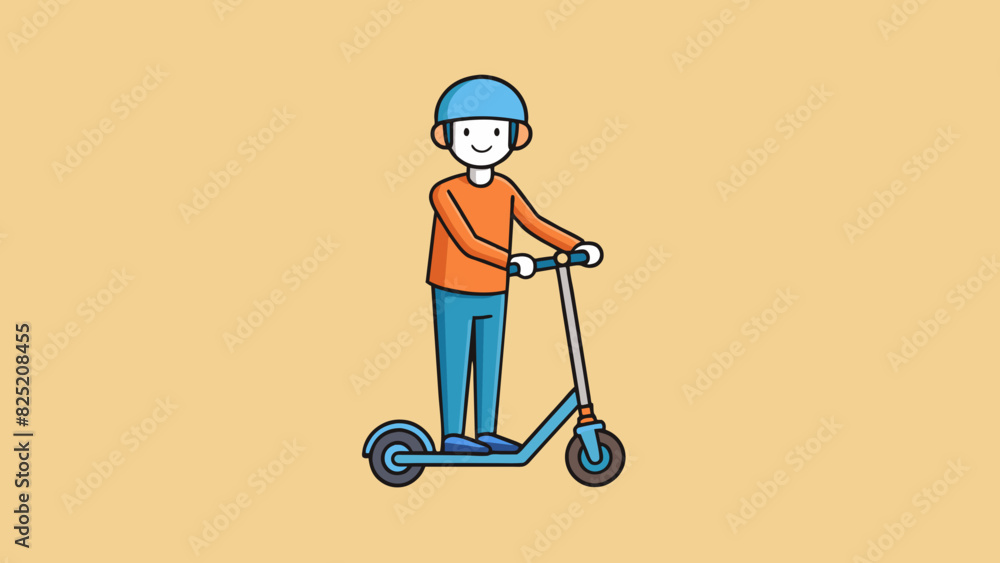 Poster Pretend you are holding a rectangular metal frame with two wheels attached to the bottom. It is lightweight and has a curved handlebar for steering.. Cartoon Vector.
