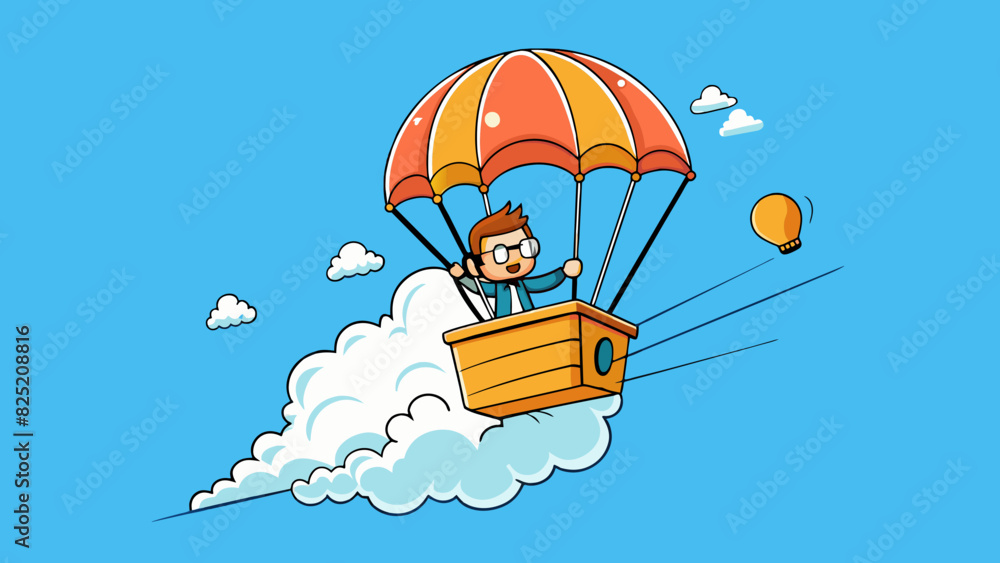 Poster soaring crescendos lifting the listener like a hot air balloon rising above the clouds.. cartoon vec