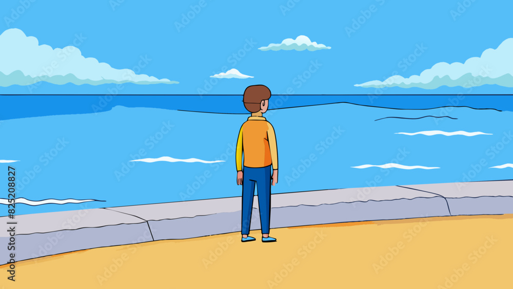 Poster standing at the edge of the beach we could see the ocean stretch further and further into the distan