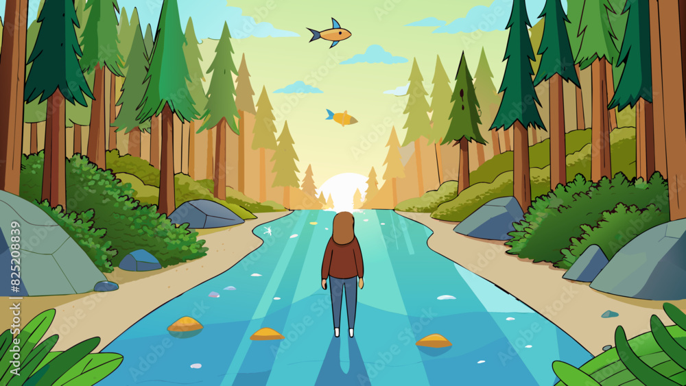 Poster standing at the edge of a dense forest you take in the sights and smells of nature at its finest. to