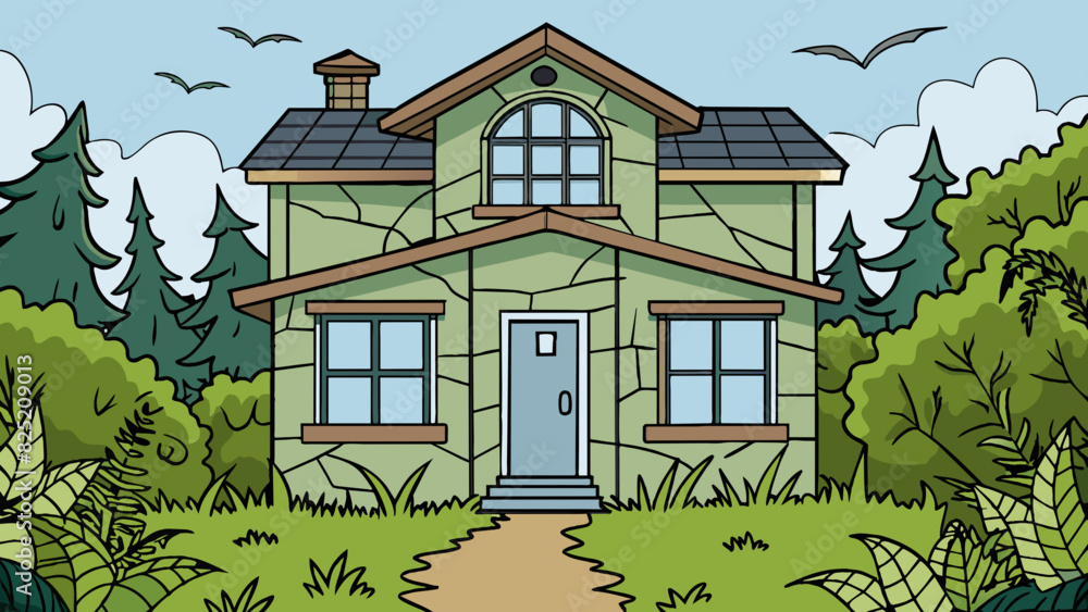 Poster the abandoned house sat nearly hidden behind overgrown bushes and weeds its windows cracked and cove