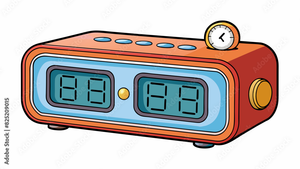 Poster The alarm clock function is distinguishable by its ability to emit a loud noise at a set time to wake someone up. The object typically has a. Cartoon Vector.