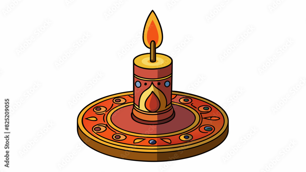 Poster The base of a candle is a round wax pedestal with a flat bottom and a protruding wick on top. It is often decorated with intricate patterns and. Cartoon Vector.