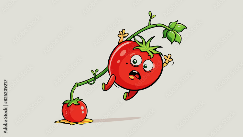 Poster the bright red cherry tomato hangs heavy on the vine until it suddenly detaches and plummets to the 