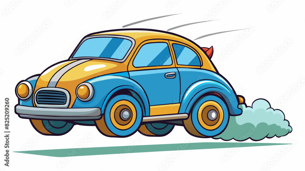 Poster The car had a powerful engine and excellent fuel efficiency enabling it to accelerate quickly and travel long distances without frequent refueling.. Cartoon Vector.