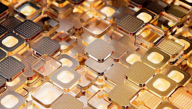 Abstract golden background with hardware technology