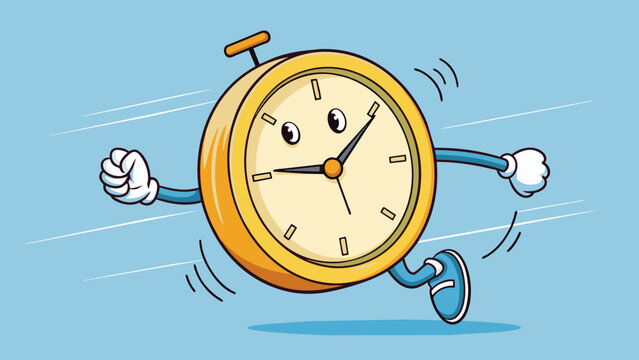 The clocks hands move steadily and never stop a constant reminder that time is ever present and always moving forward.. Cartoon Vector.