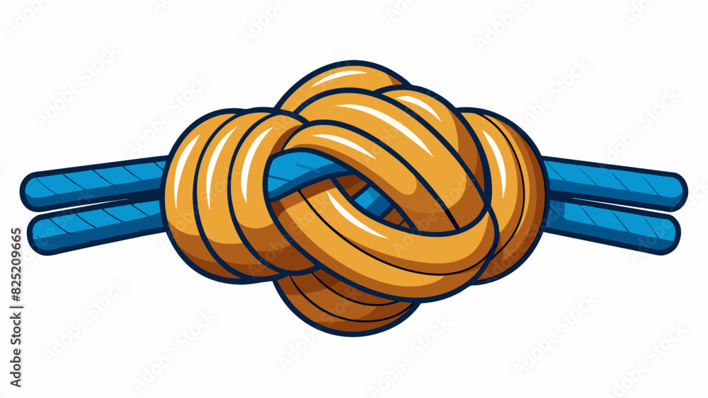 Poster The end of a rope is a tightly coiled bundle of fibers bound together by twisting and knotting techniques. Depending on the type of rope the end may. Cartoon Vector.