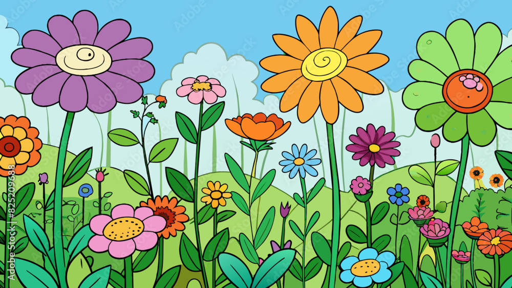 Poster the enchanting garden was filled with vibrant flowers of every color their delicate petals swaying g