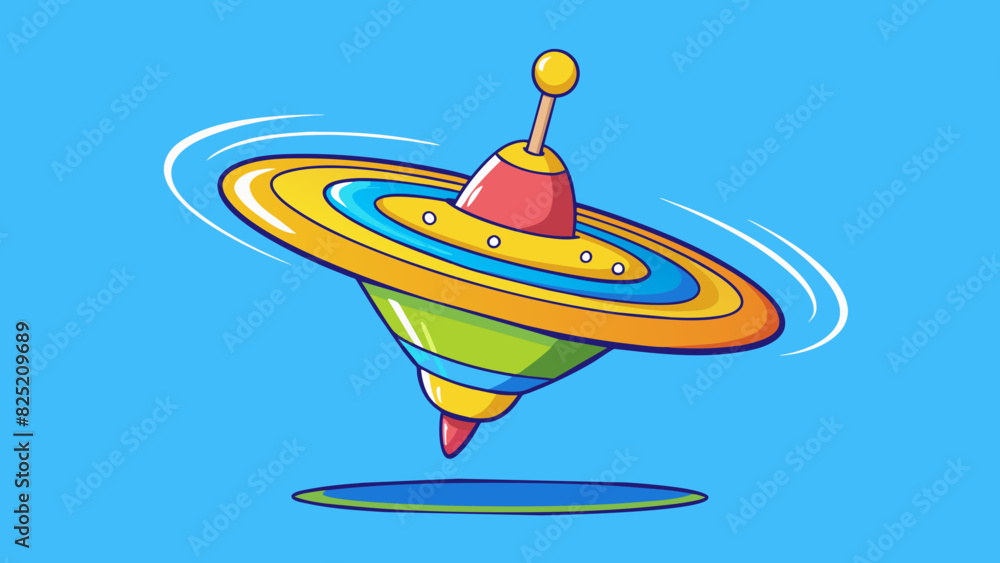 Poster The dizzying effect of a spinning top with its bright colors and rapid movement can create a feeling of disorientation and lightheadedness.. Cartoon Vector.