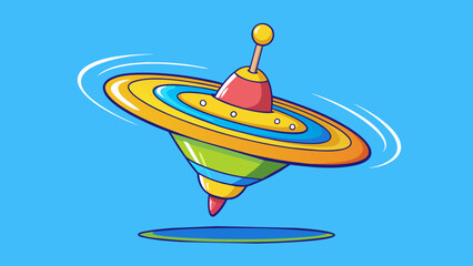 The dizzying effect of a spinning top with its bright colors and rapid movement can create a feeling of disorientation and lightheadedness.. Cartoon Vector.