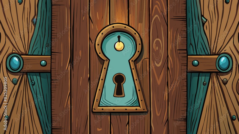 Poster the fifth pupil is a vintage keyhole on an old wooden door. it is a peek into the mysterious darknes