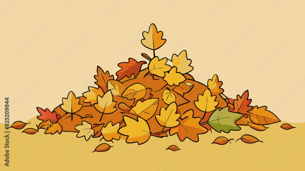 Poster the final illustration shows a pile of autumn leaves tered on the ground with some leaves still atta