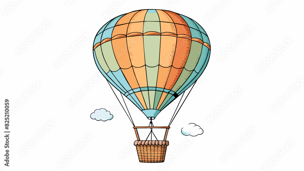 Poster the giant hot air balloon floated gracefully through the air its colorful fabric billowing in the wi