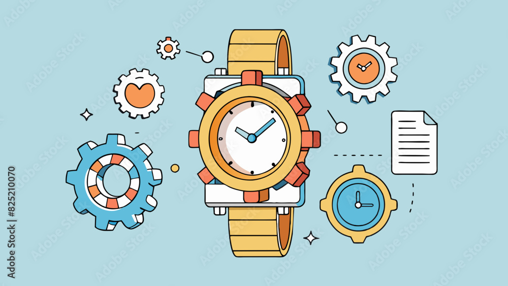 Poster The government is like a watch with its gears and mechanisms working together to maintain order and keep society functioning. When one part is damaged. Cartoon Vector.