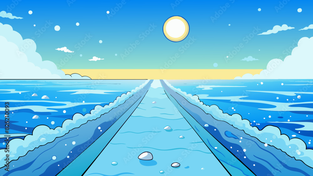 Poster the great ocean stretched out as far as the eye could see its endless expanse of shimmering blue wat