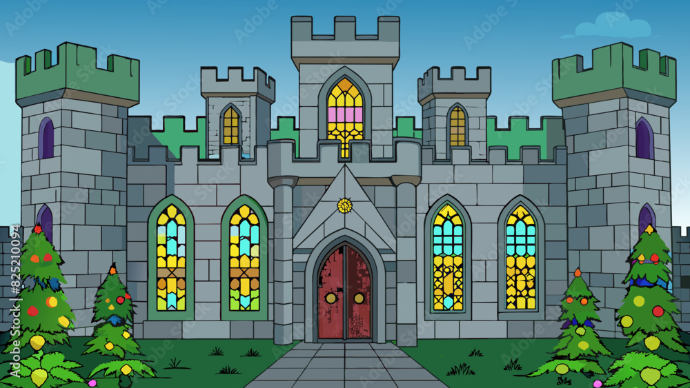 Leinwandbilder the grand castle stood tall its towering walls made of smooth grey stone. ivy crawled up the sides a