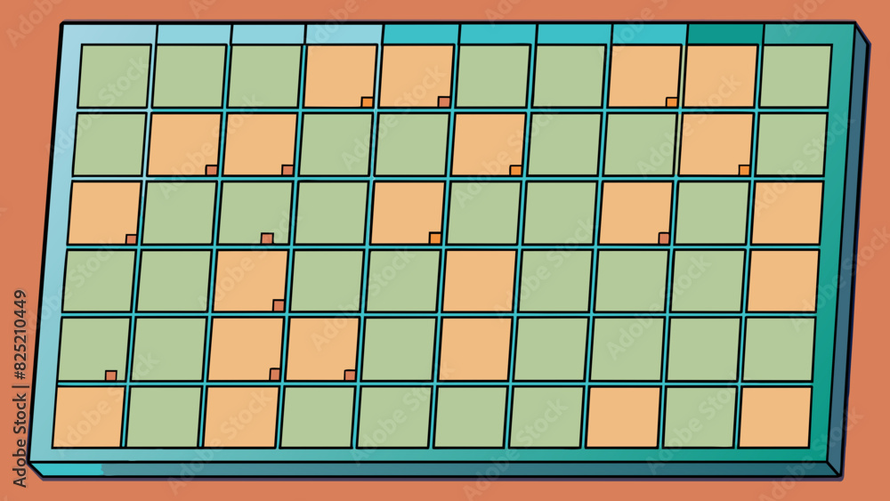 Poster The map was laid out according to a grid system making it easy to pinpoint specific locations. Each square on the grid was the same size and color. Cartoon Vector.