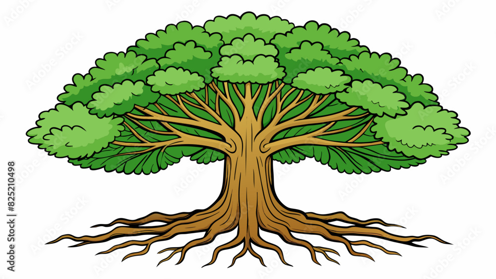 Poster the mighty oak tree with its spreading branches and deeply rooted trunk represents the immense power