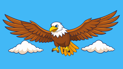 The majestic eagle swooped and soared through the sky its powerful wings spread wide as it glided effortlessly through the air.. Cartoon Vector.