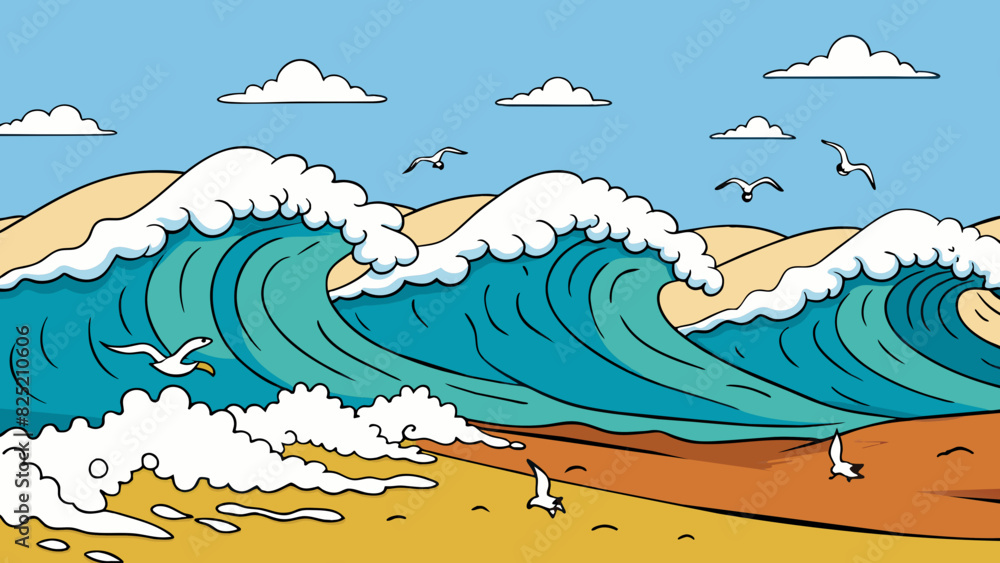 Poster the ocean waves crashed against the shore often the salty air carrying the sound of seagulls and end