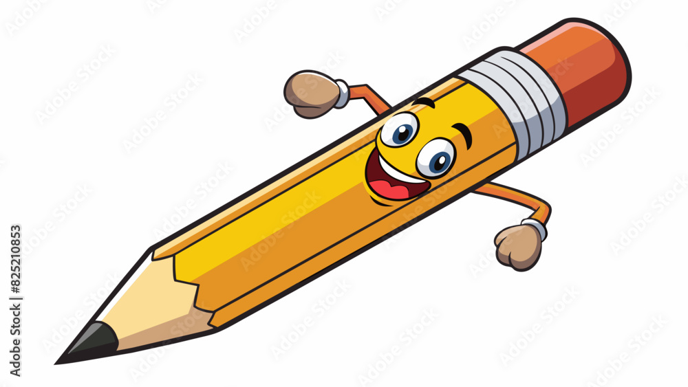 Poster The pencil boasted a strong graphite core and eraser making it an ideal tool for sketching and erasing with utmost precision.. Cartoon Vector.