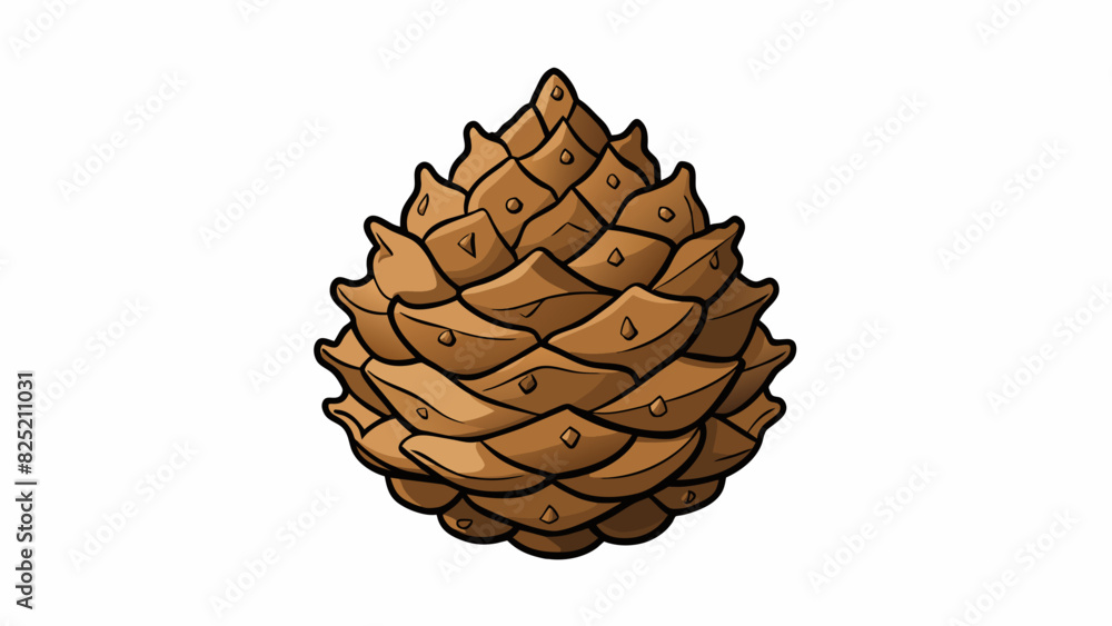 Poster The rough rugged texture of a pinecone with its ly points and uneven surface resembling a miniature fortress.. Cartoon Vector.