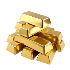 Isolated Gold Bars on Transparent Background